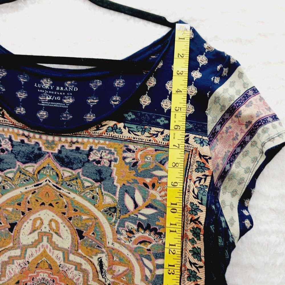 T-Shirt Navy Mandala Boho Whimsycore Festival Y2K Resortwear Artsy Travel Sz 1X - Picture 6 of 8